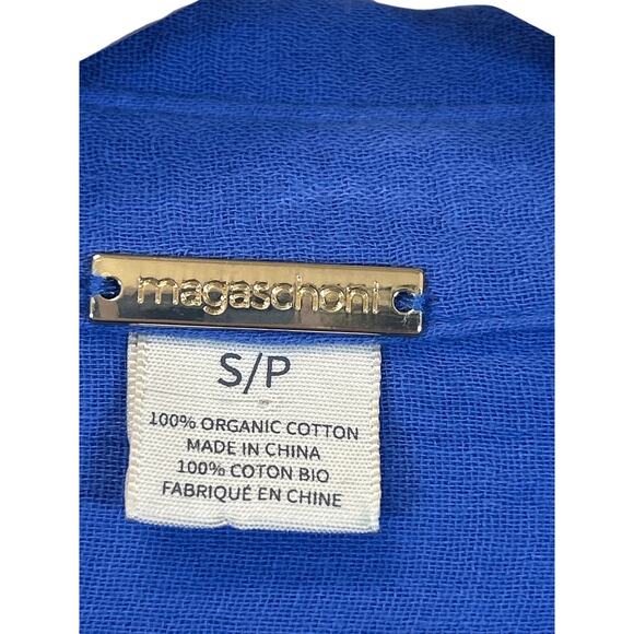 Magaschoni Blue Gauze Organic Cotton Dress/cover up  button down Size Small - Picture 2 of 10